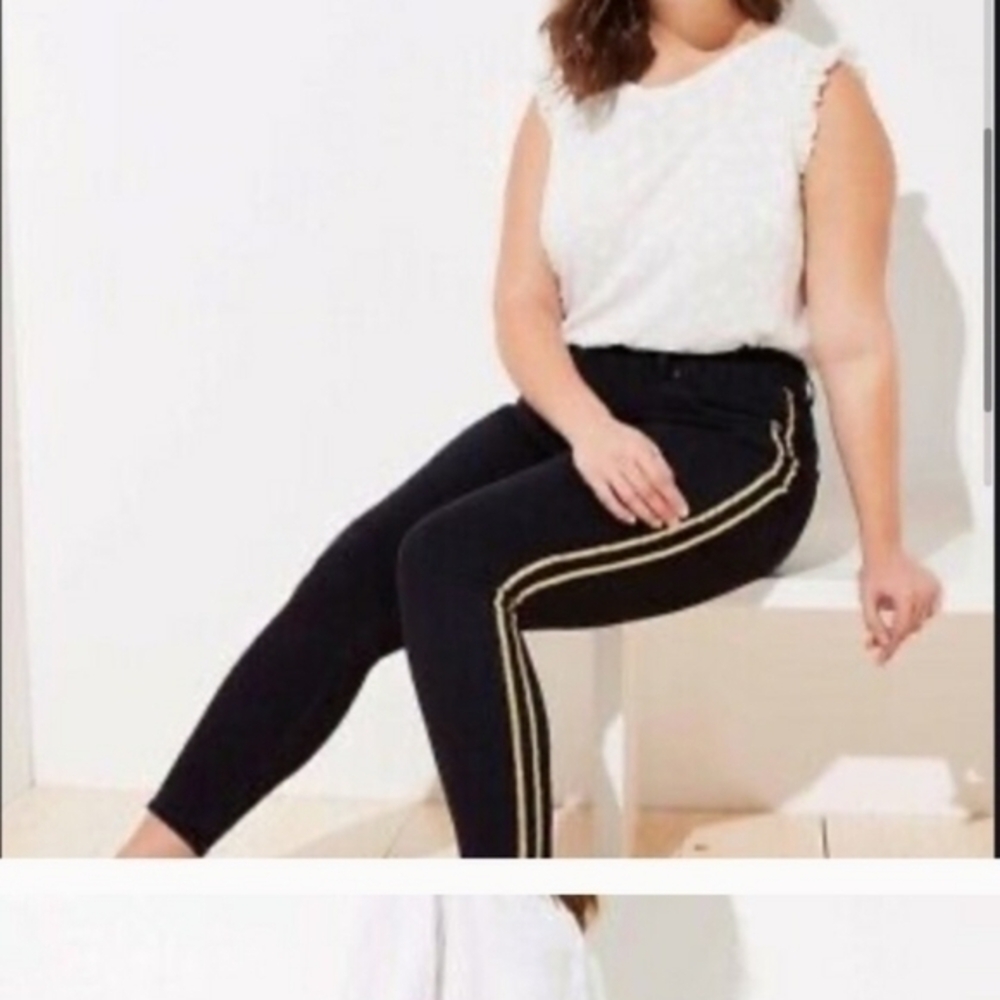 Loft Plus Shimmer Stripe Skinny Jean